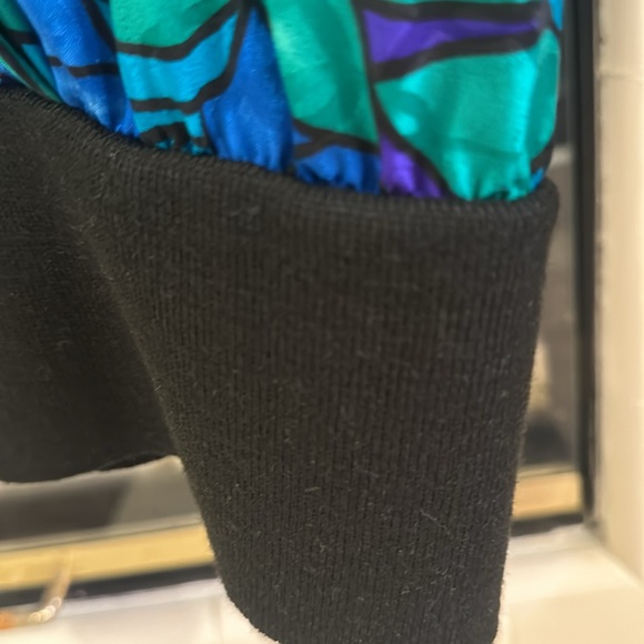 Adrianna Papell 1980’s Silk Top w/stretch band at waist-Green Blue Purple Size 6 - Picture 7 of 10